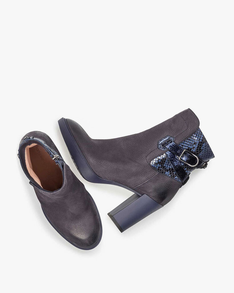 Dark blue nubuck leather ankle boots