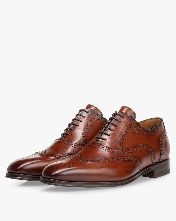 Schn&uuml;rschuh Kalbsleder cognacfarben