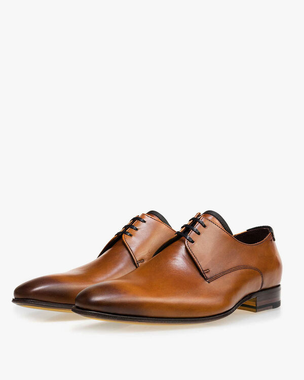 Schn&uuml;rschuh Kalbsleder cognac