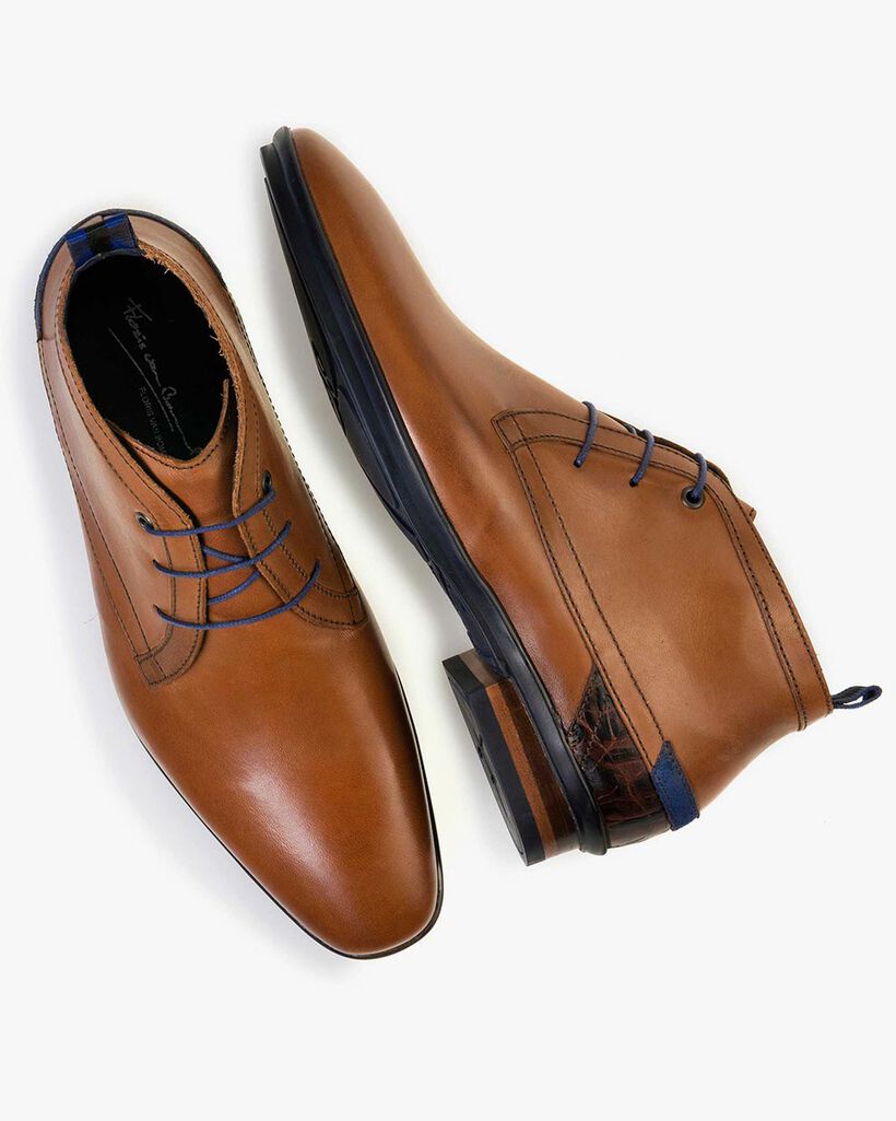 Schn&uuml;rstiefel Kalbsleder cognac