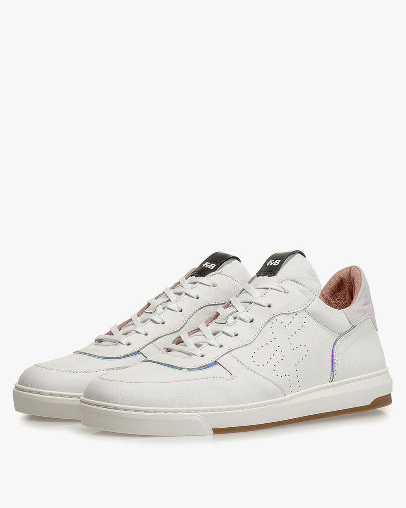 Weisser Leder-Sneaker mit Print