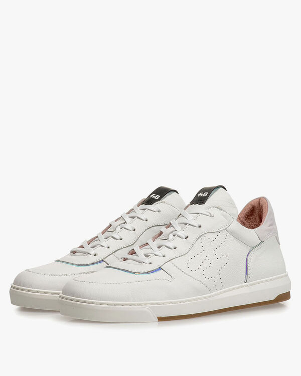 Weisser Leder-Sneaker mit Print