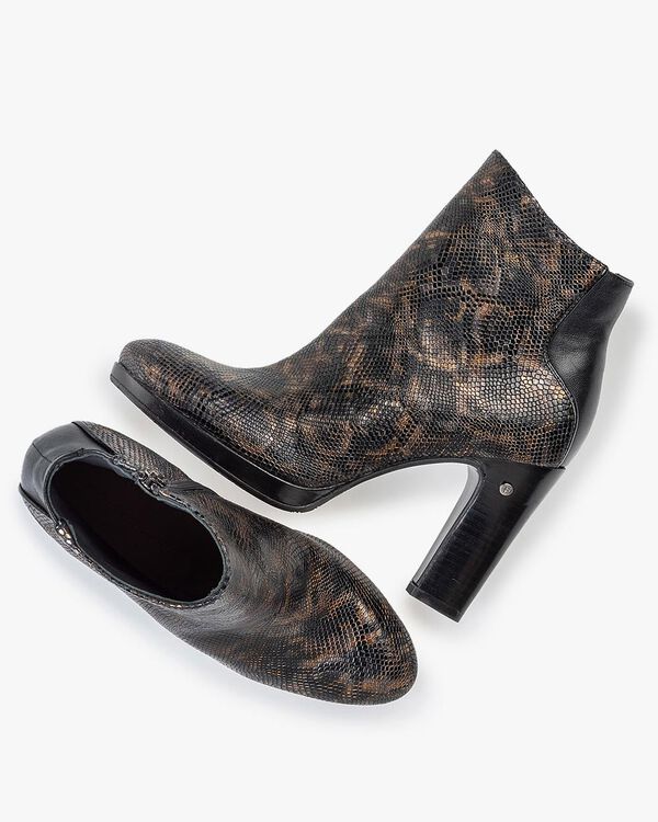 Stiefelette Krokoprint kupfer