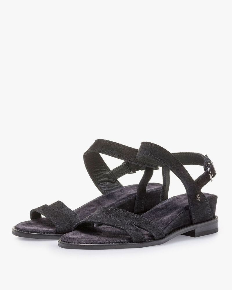 Schwarze Wildleder-Sandale