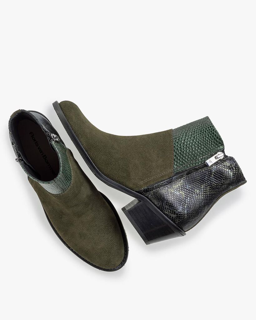 Stiefelette Wildleder-Print gr&uuml;n