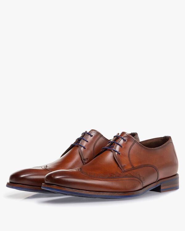 Schn&uuml;rschuh cognac Kalbsleder