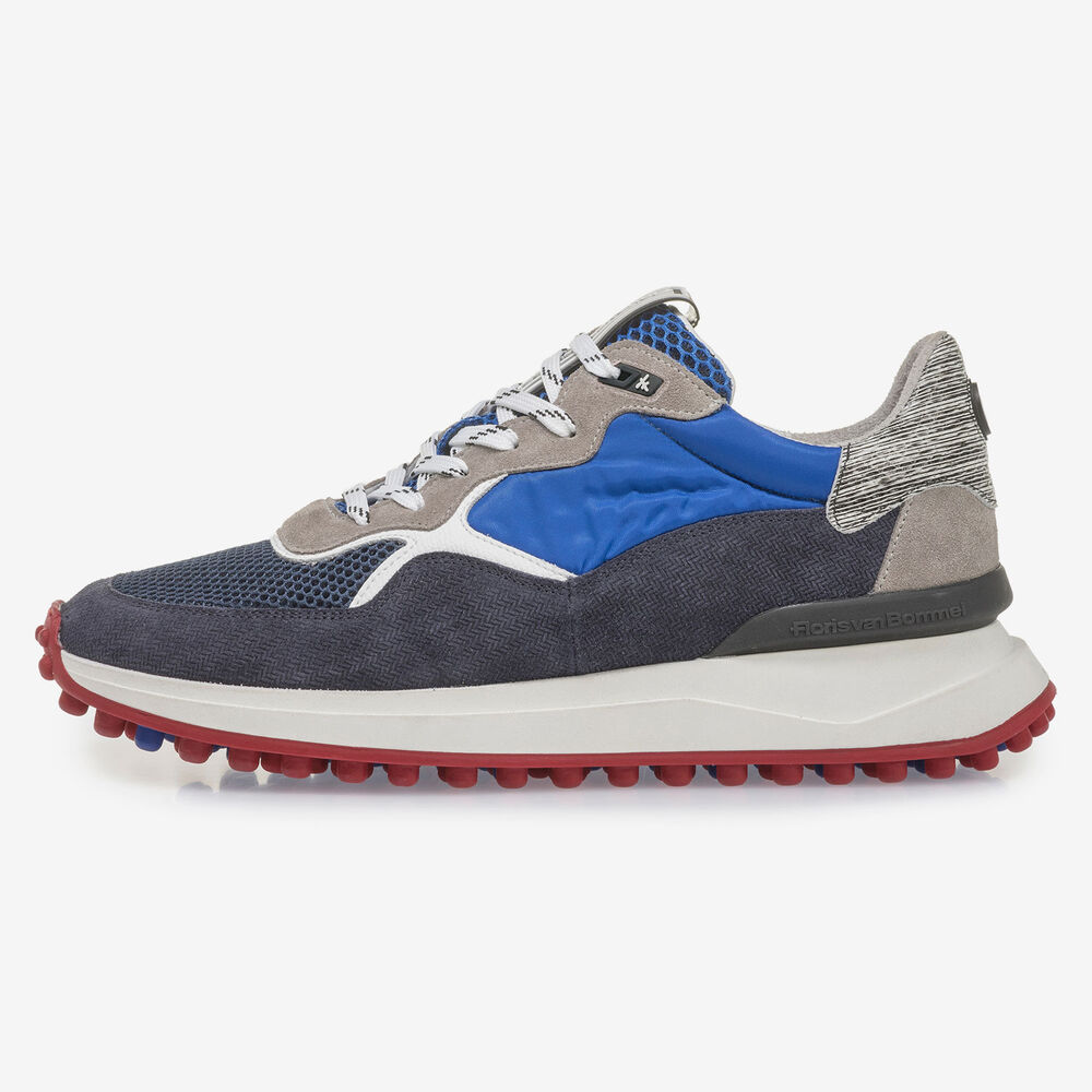 Dunkelblauer Wildleder-Sneaker mit grauen Details