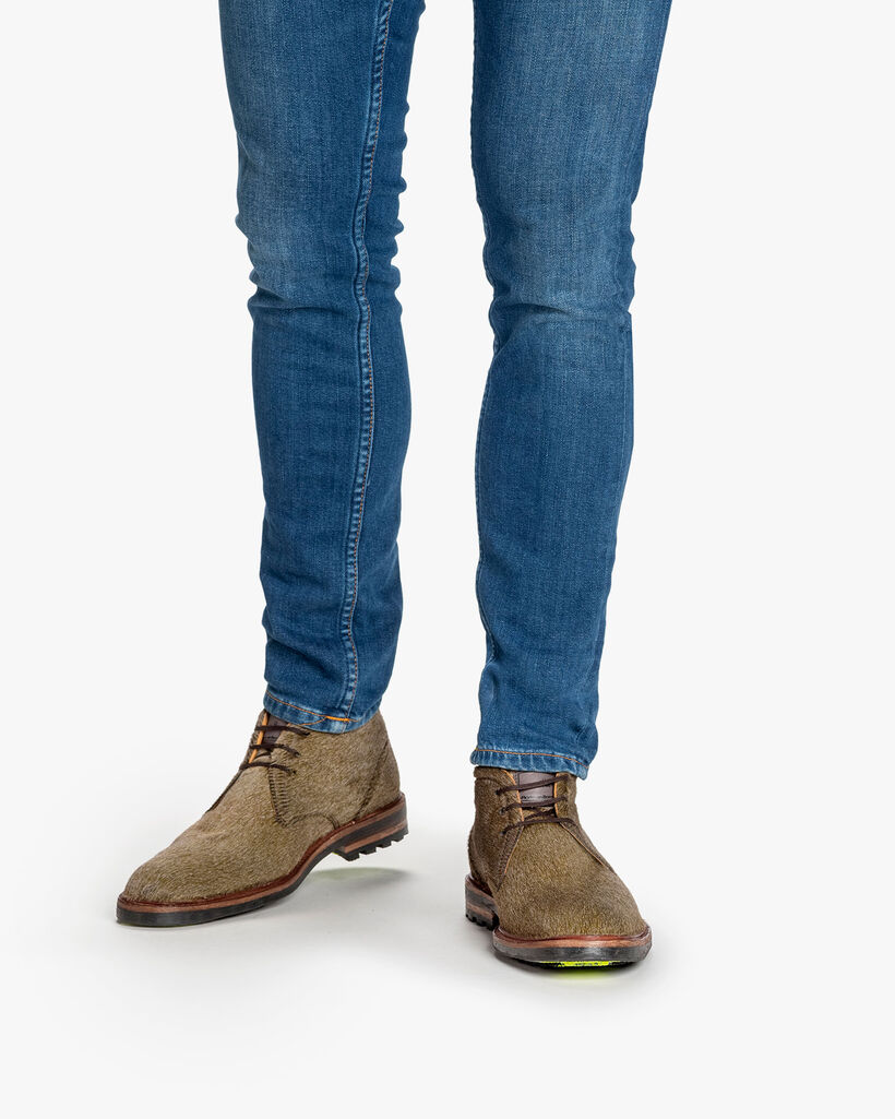 Schn&uuml;rstiefel Pony taupe