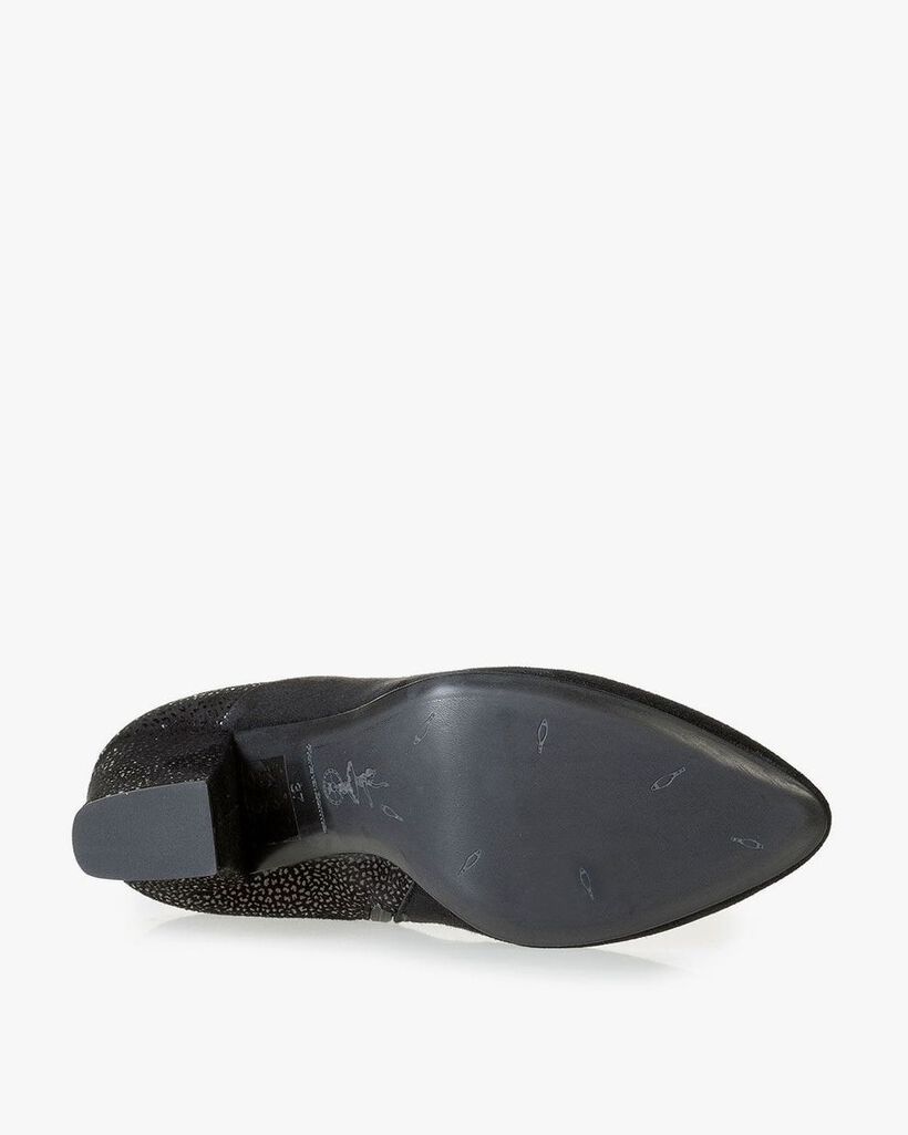 Black ankle boots with metallic print