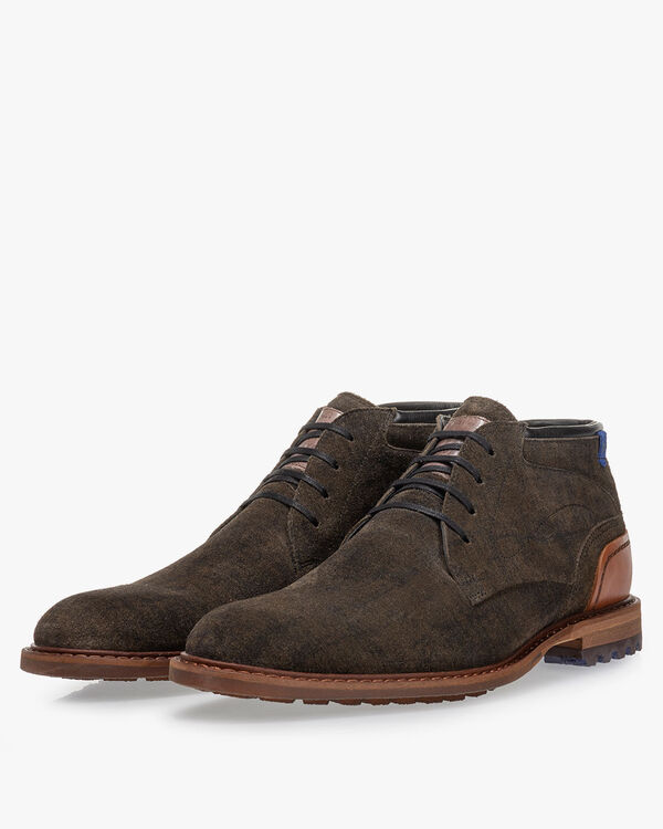 Schn&uuml;rstiefel Wildleder dunkelgr&uuml;n