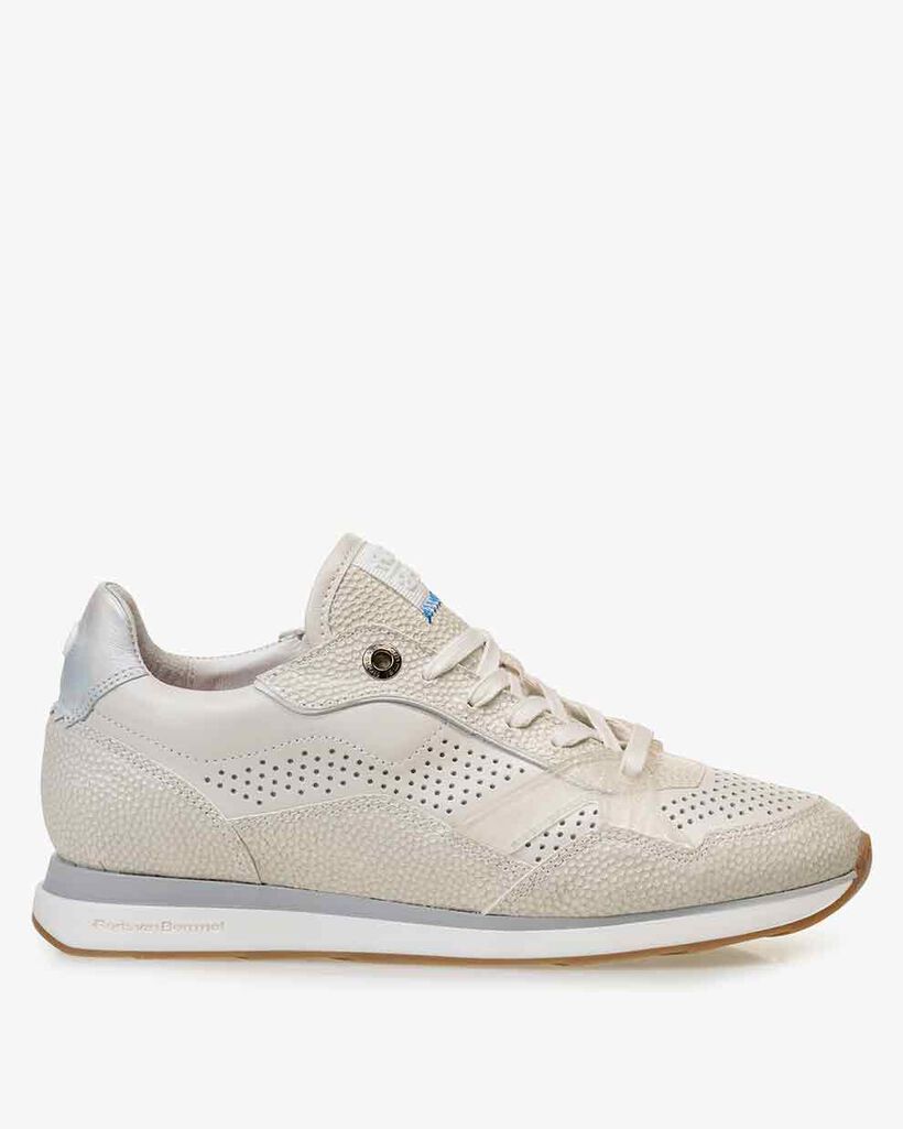 Sneaker Leder mit Print cremewei&szlig;