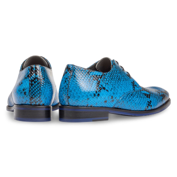 Blauer Premium Schn&uuml;rschuh mit Schlangenprint