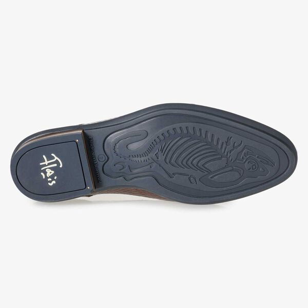 Leder-Schn&uuml;rschuh mit cognacfarbenem Schlangenprint