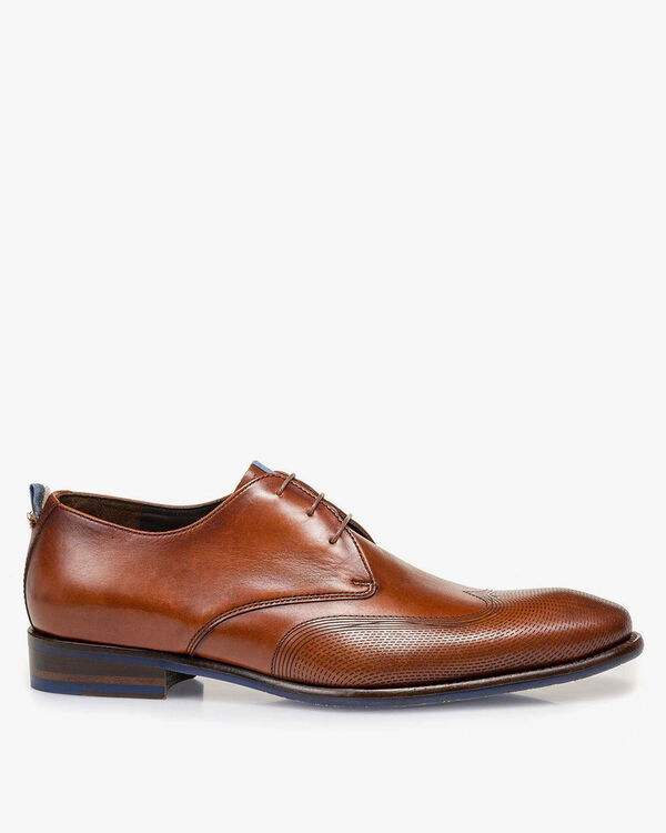 Schn&uuml;rschuh Kalbsleder cognac