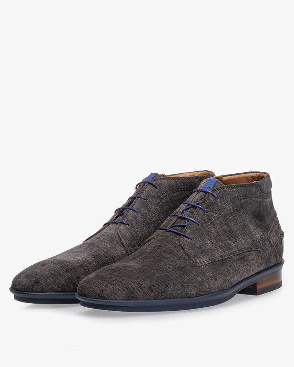 Schn&uuml;rstiefel Wildleder grau