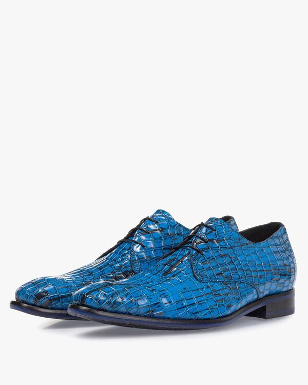 Schn&uuml;rschuh Lackleder blau