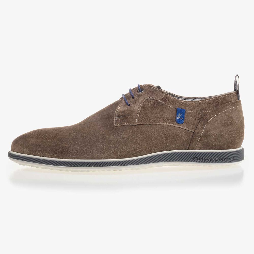 Taupefarbener Wildleder Schn&uuml;rschuh