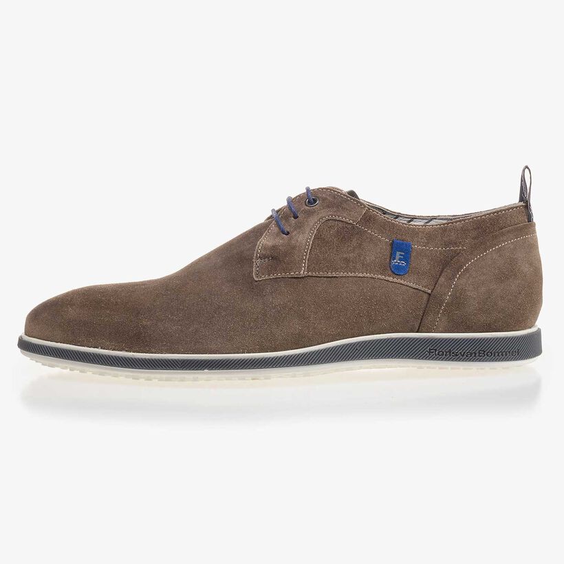 Taupefarbener Wildleder Schn&uuml;rschuh