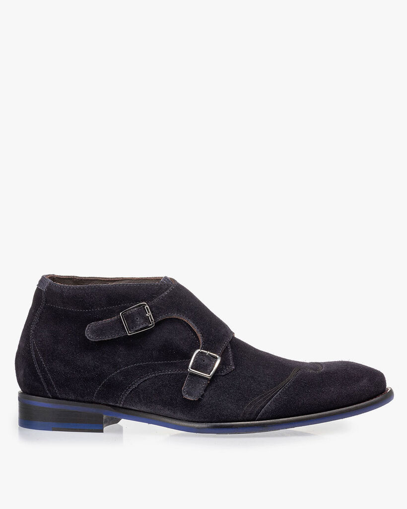 Schnallenschuh blau Wildleder