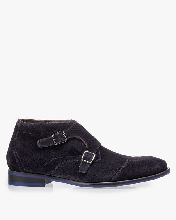 Schnallenschuh blau Wildleder