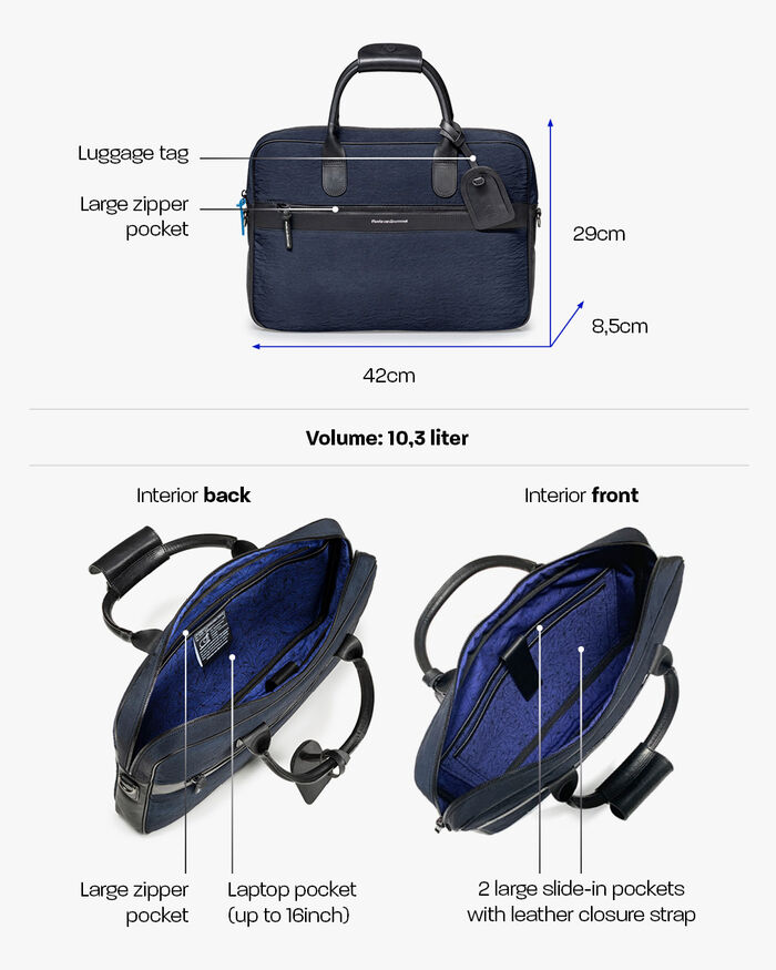 B&uuml;rotasche schmal Textil blau