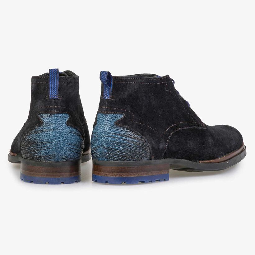 Dunkelblauer Wildleder Schn&uuml;rstiefel
