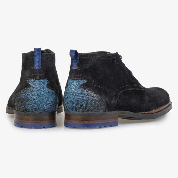 Dunkelblauer Wildleder Schn&uuml;rstiefel