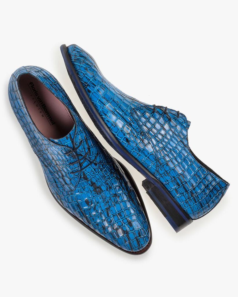Schn&uuml;rschuh Lackleder blau