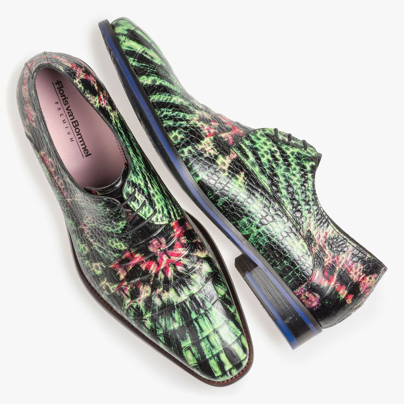 Gr&uuml;n-pinker Premium Leder-Schn&uuml;rschuh