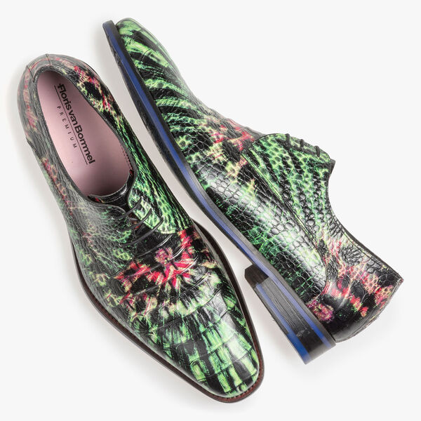Gr&uuml;n-pinker Premium Leder-Schn&uuml;rschuh
