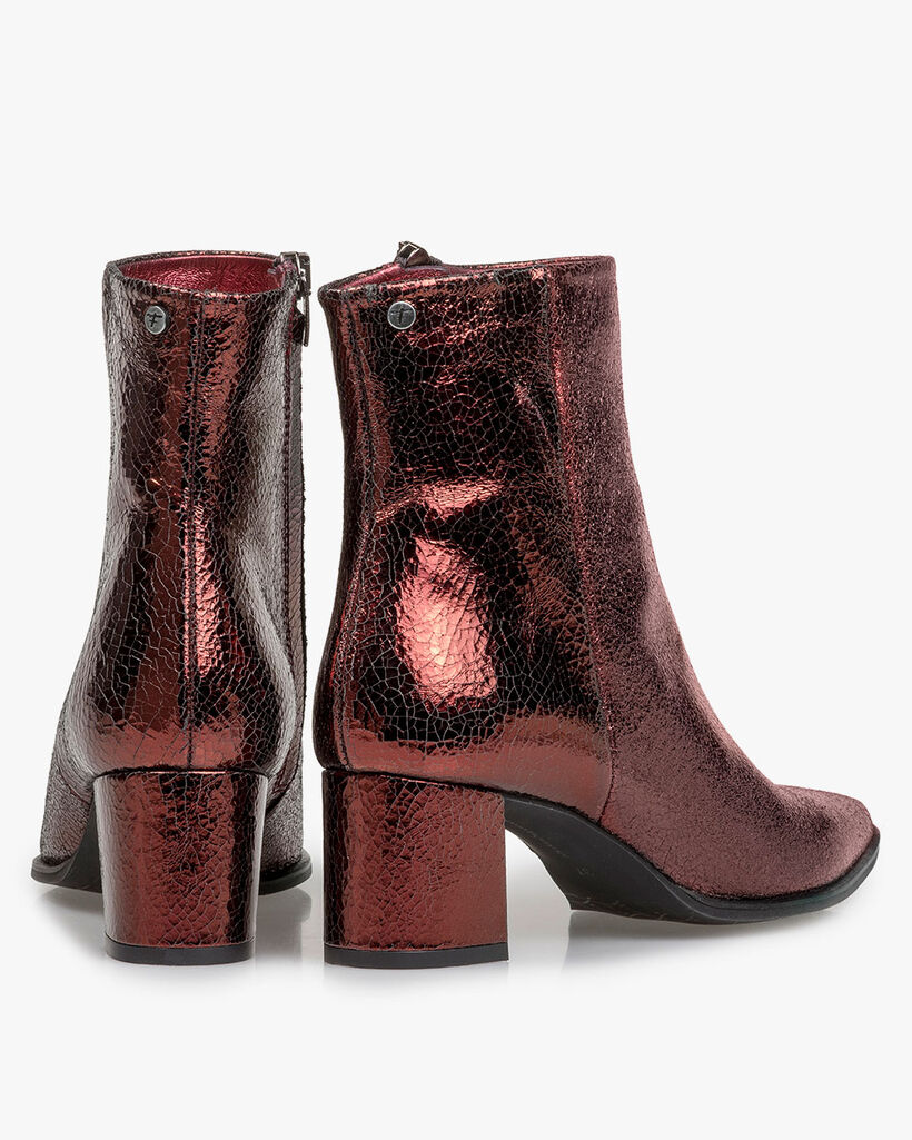 Bordeauxrote Leder-Stiefelette