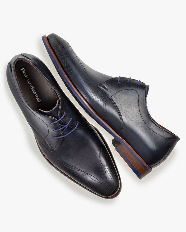 Schn&uuml;rschuh Kalbsleder blau