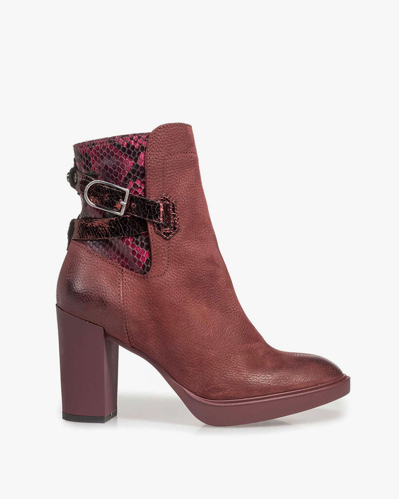 Weinrote Nubukleder-Stiefelette
