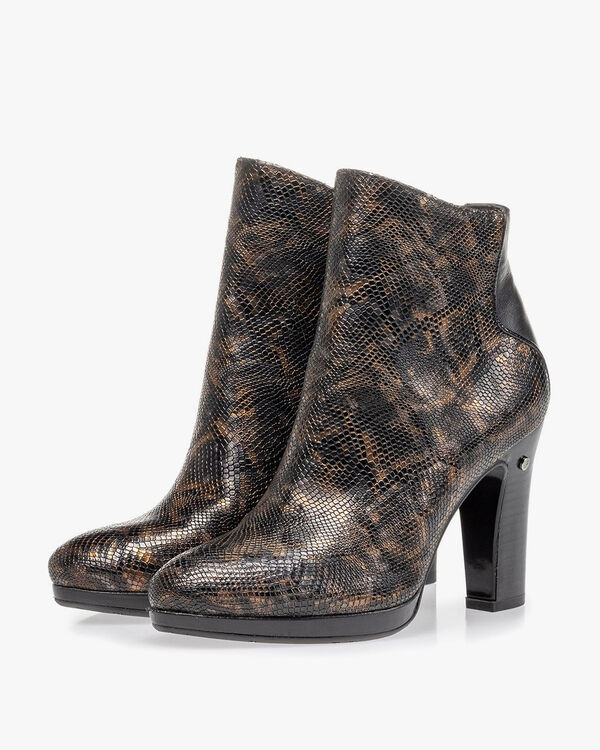 Stiefelette Krokoprint kupfer