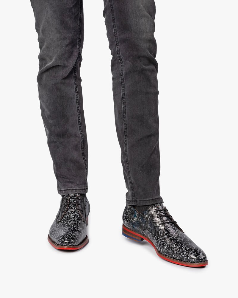 Schn&uuml;rschuh schwarz/grau metallic