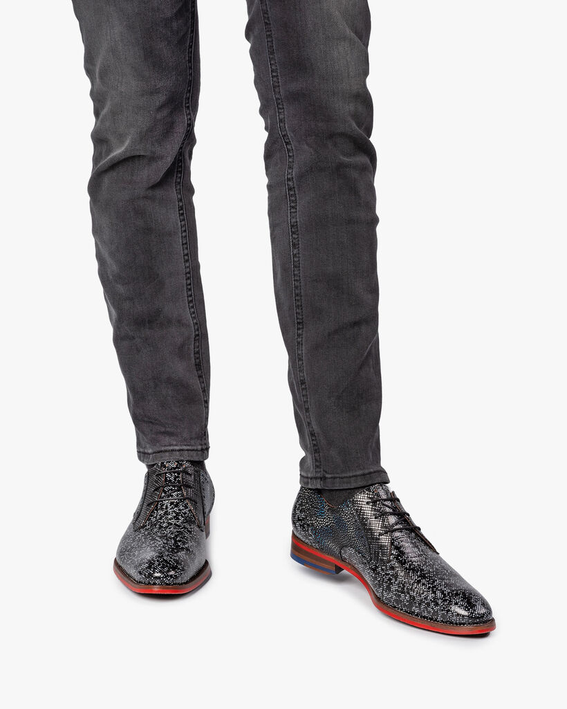 Schn&uuml;rschuh schwarz/grau metallic