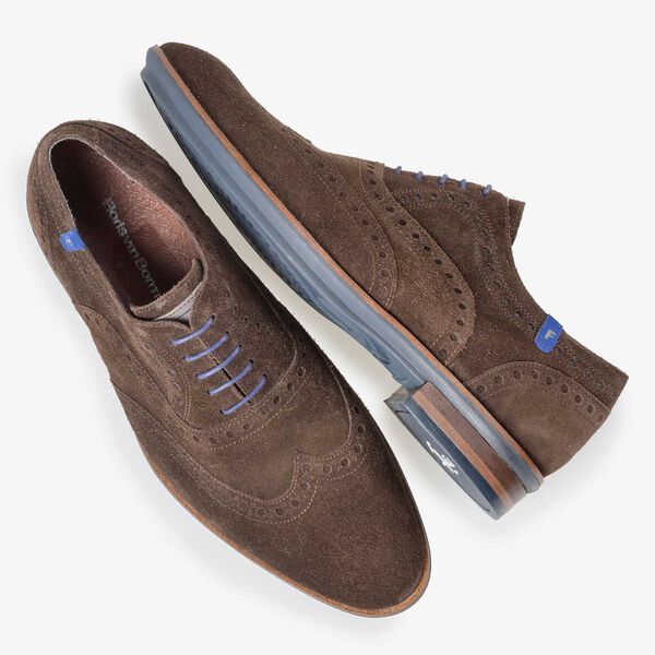 Brauner Brogue Wildleder-Schn&uuml;rschuh