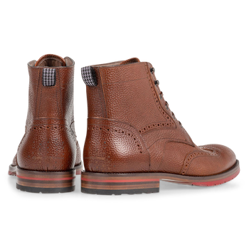 Leder Schn&uuml;rstiefel-Brogue cognac
