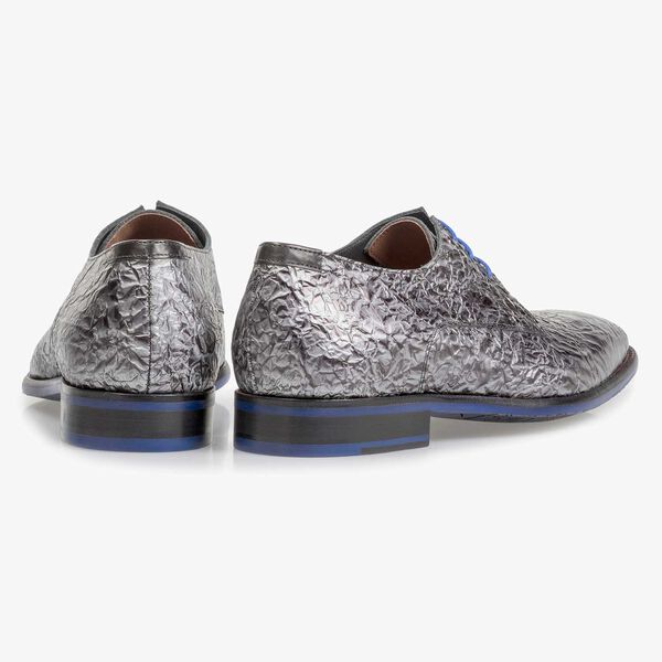 Dunkelgrauer Premium Lackleder-Schn&uuml;rschuh mit Print