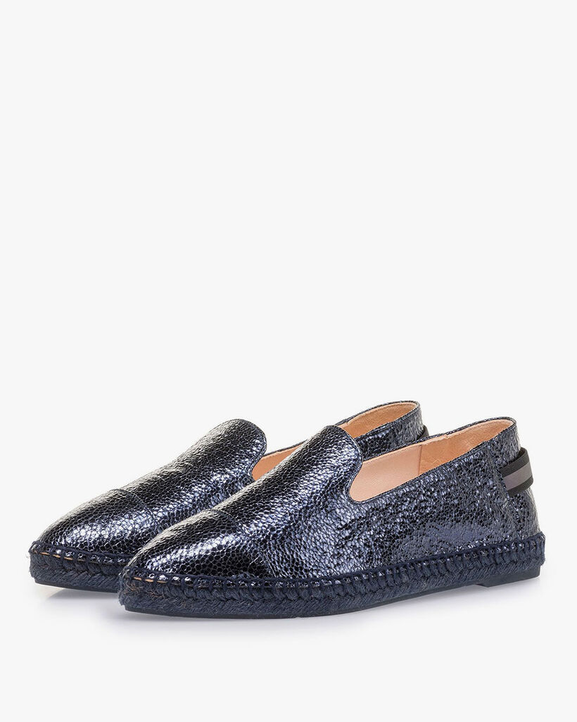 Dunkelblaue Espadrilles Metallic-Print