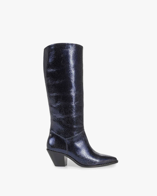 Dunkelblaue Stiefel Metallic-Print