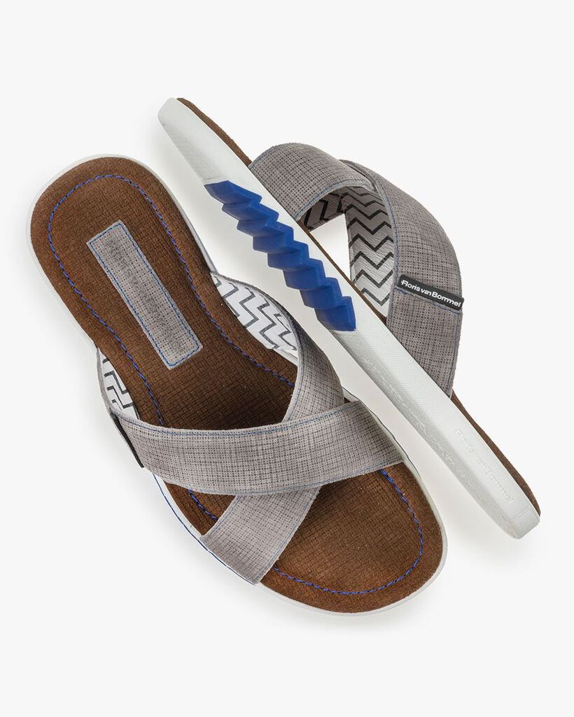 Slipper suede leather grey