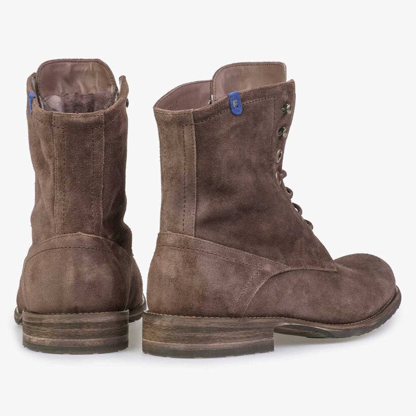 Dunkelbrauner Wildleder-Schn&uuml;rstiefel