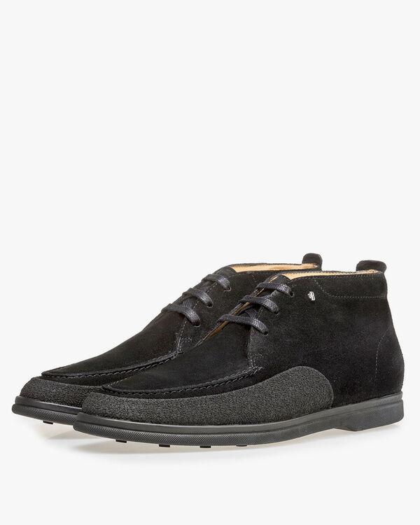 Halbhoher Wildleder Schn&uuml;rstiefel
