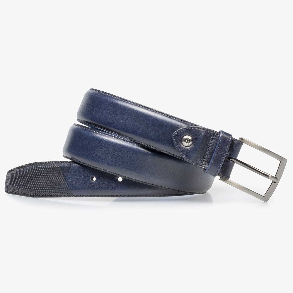 Dark blue calf leather belt