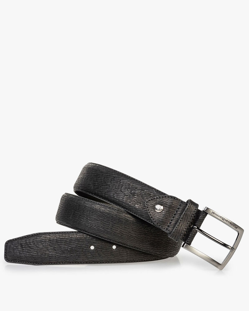 Schwarzer G&uuml;rtel mit Print Nubuck
