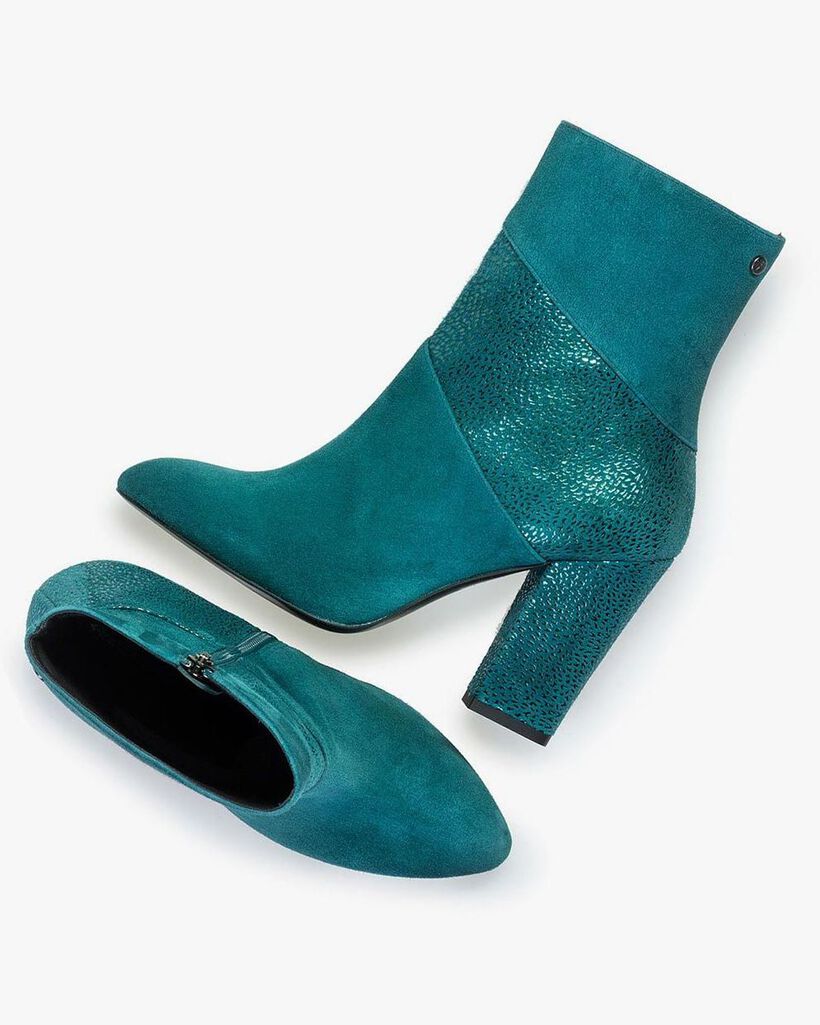 Blaue Stiefelette mit Metallic-print