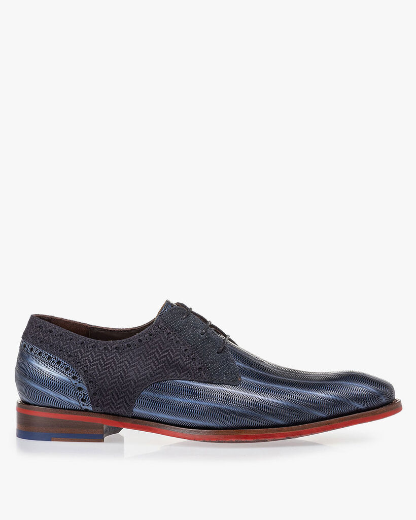 Lace shoe metallic blue