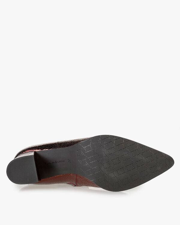 Bordeauxrote Leder-Stiefelette