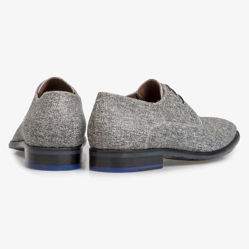 Grey leather lace shoe with white print